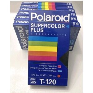 Lot of 7 Sealed Polaroid Supercolor‎ Plus VHS T-120 Video Cassette Tape Blank
